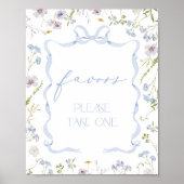 Blue Bow Favors Wildflower Baby shower Poster (Voorkant)