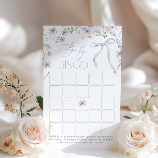 Blue Bow Floral Baby Bingo Baby shower spel (Creator heeft geüpload)