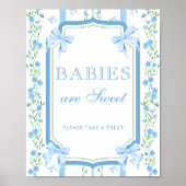 Blue Bow Floral Baby's zijn zoet Neem een traktati Poster (Voorkant)