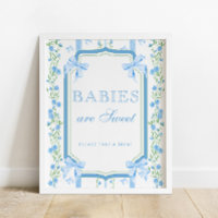 Blue Bow Floral Baby's zijn zoet Neem een traktati