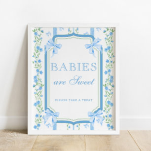 Blue Bow Floral Baby's zijn zoet Neem een traktati Poster