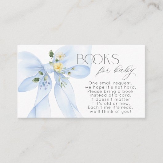 Blue Bow Floral Boek voor baby ticket Informatiekaartje (Voorkant)