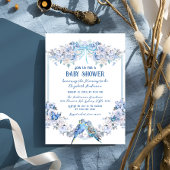 Blue Bow Floral Boy Baby Baby shower Kaart