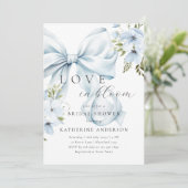 Blue Bow Floral Bridal Shower Kaart (Staand voorkant)