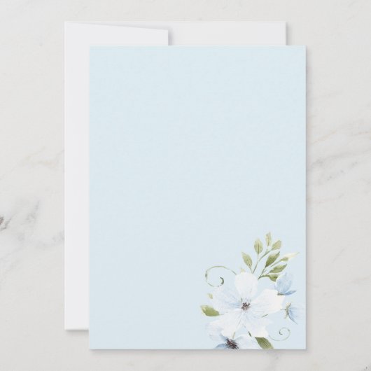 Blue Bow Floral Bridal Shower Kaart (Achterkant)