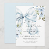 Blue Bow Floral Bridal Shower Kaart (Voorkant / Achterkant)