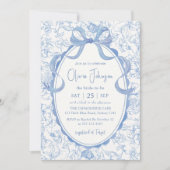 Blue Bow Floral Chinoiserie Vrijgezellenfeest Kaart (Voorkant)