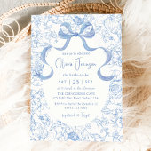 Blue Bow Floral Chinoiserie Vrijgezellenfeest Kaart