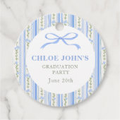 Blue Bow Floral Graduation Bedankjes Labels (Voorkant)