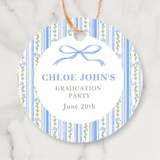 Blue Bow Floral Graduation Bedankjes Labels