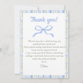 Blue Bow Floral Graduation Bedankkaart (Achterkant)