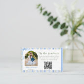 Blue Bow Floral Graduation Enclosure Card Informatiekaartje (Staand voorkant)