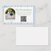 Blue Bow Floral Graduation Enclosure Card Informatiekaartje (Voorkant / Achterkant)