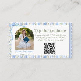 Blue Bow Floral Graduation Enclosure Card Informatiekaartje