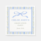 Blue Bow Floral Graduation Servet (Voorkant)