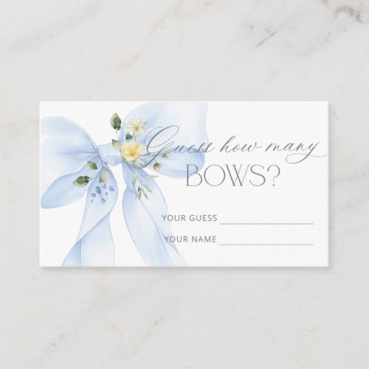 Blue Bow Floral Hoeveel Bogen Informatiekaartje (Voorkant)