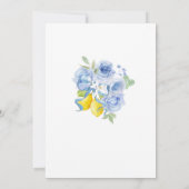 Blue Bow Floral Lemon Bridal Shower Invitation Kaart (Achterkant)