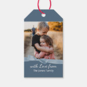 Blue Bow Foto Groeten Gift Labels Cadeaulabel (Voorkant)