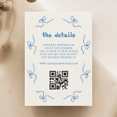 Blue Bow Franse bruiloft Hand getrokken QR Code De Informatiekaartje