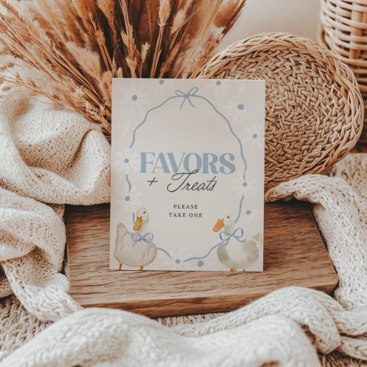 Blue Bow Gekke Goose Coquette Favors & Treats Sign Poster