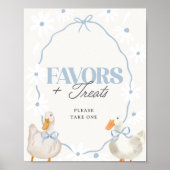Blue Bow Gekke Goose Coquette Favors & Treats Sign Poster (Voorkant)
