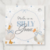 Blue Bow Gekke Goose Coquette Verjaardag Bedankjes Labels (Achterkant)
