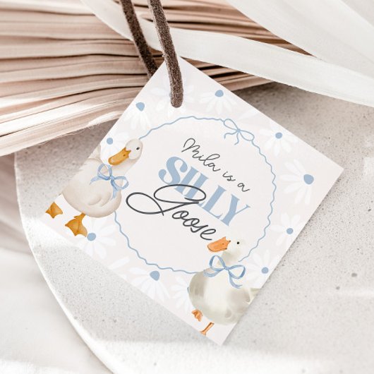 Blue Bow Gekke Goose Coquette Verjaardag Bedankjes Labels