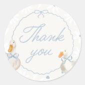 Blue Bow Gekke Goose Coquette Verjaardag Classic R Ronde Sticker (Voorkant)