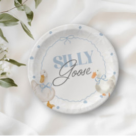 Blue Bow Gekke Goose Coquette Verjaardag Papieren Bordje
