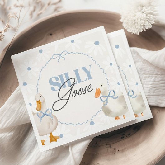 Blue Bow Gekke Goose Coquette Verjaardag Servet