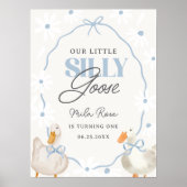 Blue Bow Gekke Goose Coquette Verjaardag Welkom Poster (Voorkant)