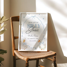 Blue Bow Gekke Goose Coquette Verjaardag Welkom Poster