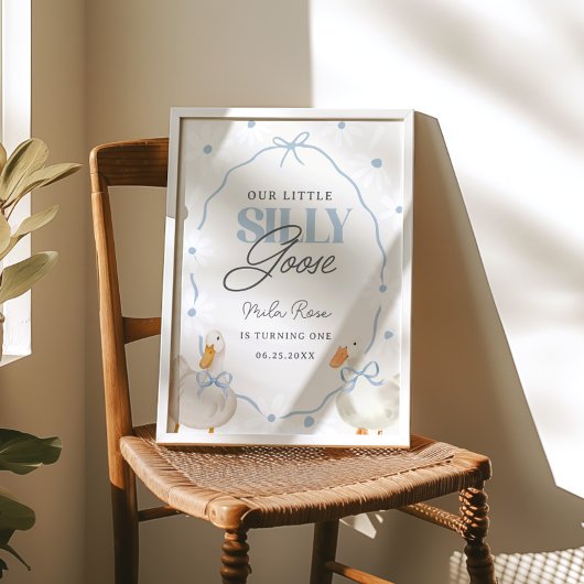 Blue Bow Gekke Goose Coquette Verjaardag Welkom Poster