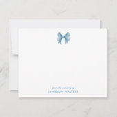 Blue Bow Gepersonaliseerde Baby Boy Note Kaart (Voorkant)