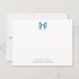 Blue Bow Gepersonaliseerde Baby Boy Note Kaart