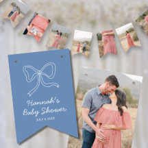Blue Bow gepersonaliseerde Baby shower foto banner