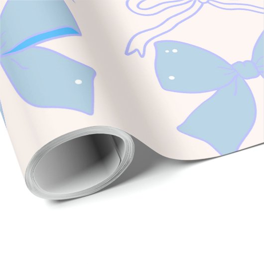 Blue Bow Gift Wrap Baby shower Gift Wrap Cadeaupapier (Rol Hoek)