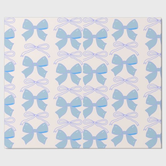 Blue Bow Gift Wrap Baby shower Gift Wrap Cadeaupapier (Zoom)