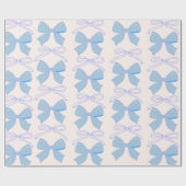 Blue Bow Gift Wrap Baby shower Gift Wrap Cadeaupapier (Vlak)