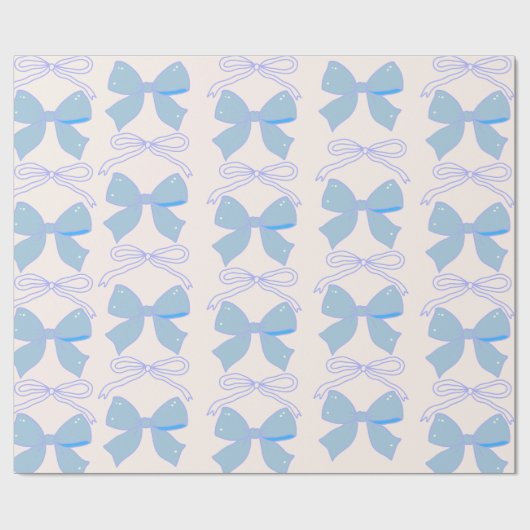 Blue Bow Gift Wrap Baby shower Gift Wrap Cadeaupapier (Vlak)