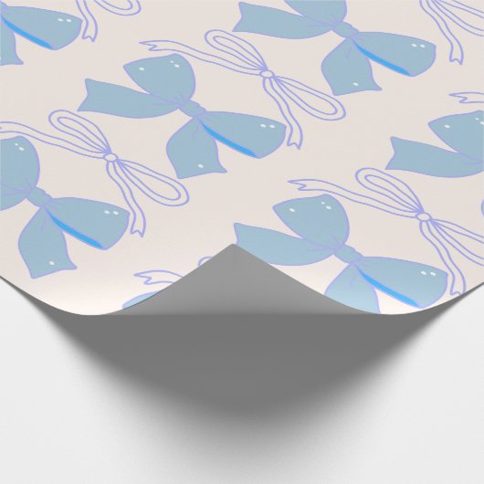 Blue Bow Gift Wrap Baby shower Gift Wrap Cadeaupapier (Hoek)