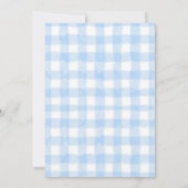 Blue Bow Gingerbread Christmas Baby Shower Gingham Kaart (Achterkant)