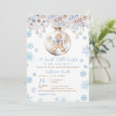 Blue Bow Gingerbread Christmas Cookies Baby Shower Kaart (Staand voorkant)