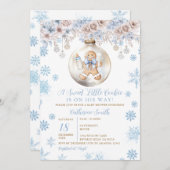 Blue Bow Gingerbread Christmas Cookies Baby Shower Kaart (Voorkant / Achterkant)