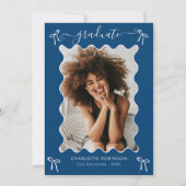 Blue Bow Graduation Party aankondiging (Voorkant)