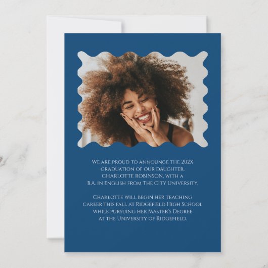 Blue Bow Graduation Party aankondiging (Achterkant)