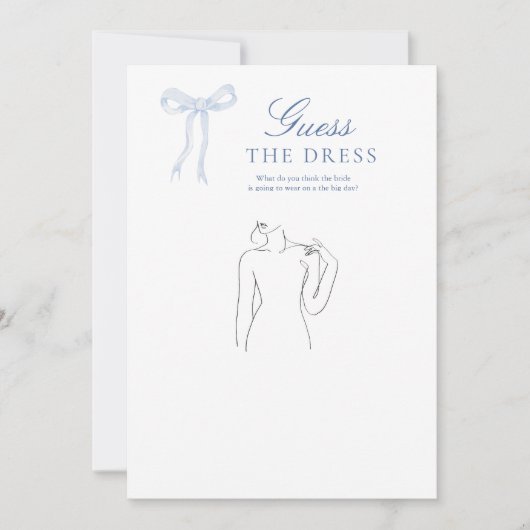 Blue Bow Guess De jurk Vrijgezellenfeest spel Kaart (Voorkant)