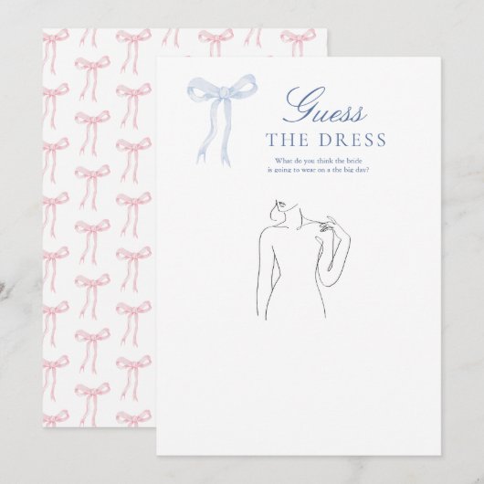 Blue Bow Guess De jurk Vrijgezellenfeest spel Kaart (Voorkant / Achterkant)