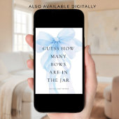 Blue Bow Guess How Many Game Baby Shower card Kaart
