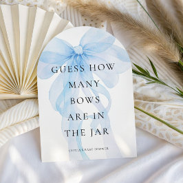 Blue Bow Guess How Many Game Baby Shower card Kaart